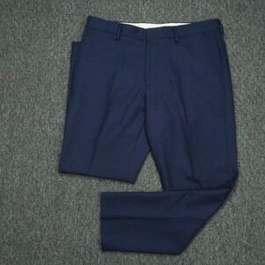 J Crew Pants Men 33x30 Blue Bowery Wool Straight Trousers Lined Formal Workwear